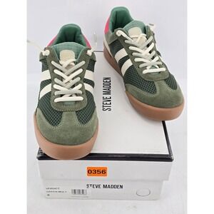 Steve Madden Verdict Sneakers Womens 8‎ Green Mult Suede Mesh Casual -Excellent